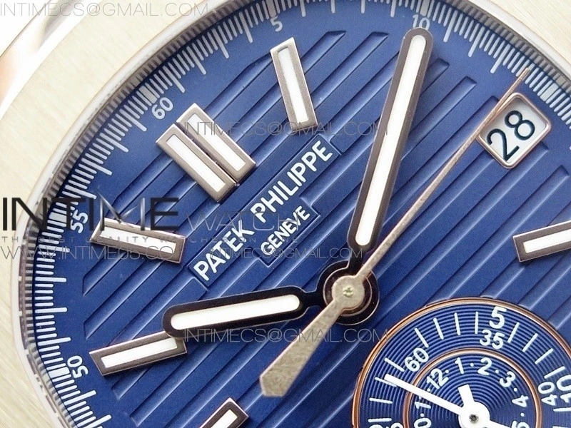 Nautilus 5980 SS RG 3KF Best Edition Blue Dial on Brown Leather Strap A7750