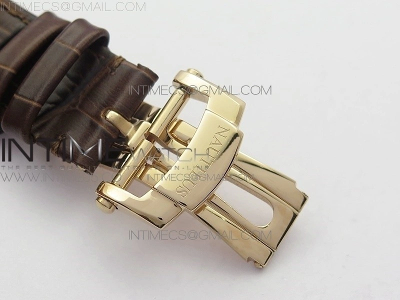 Nautilus 5980 SS RG 3KF Best Edition Blue Dial on Brown Leather Strap A7750