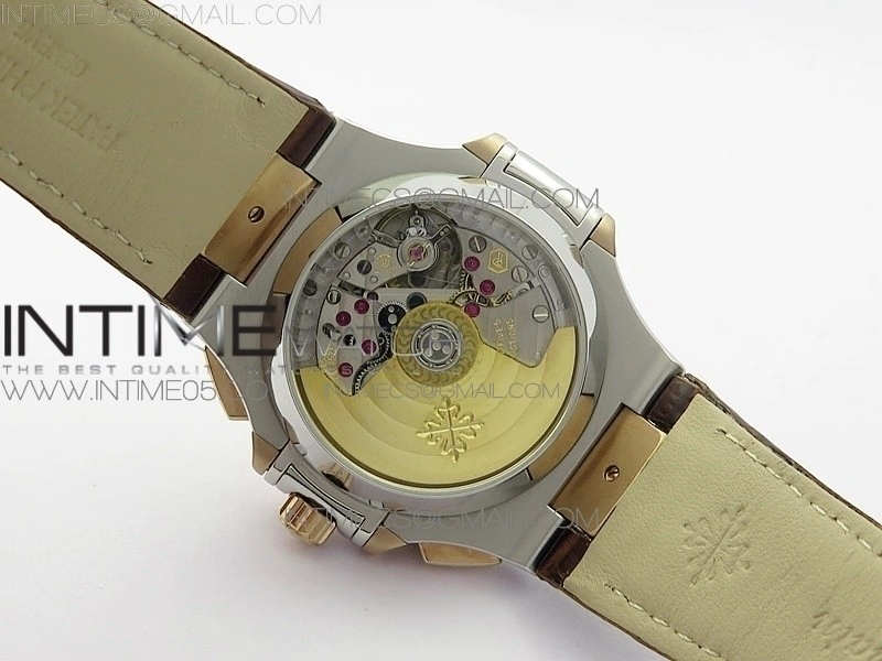 Nautilus 5980 SS RG 3KF Best Edition Blue Dial on Brown Leather Strap A7750