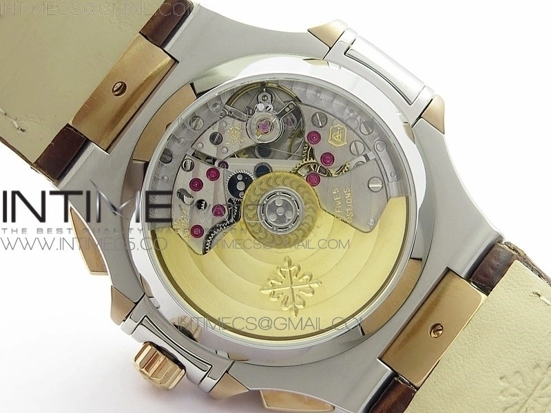 Nautilus 5980 SS RG 3KF Best Edition Blue Dial on Brown Leather Strap A7750