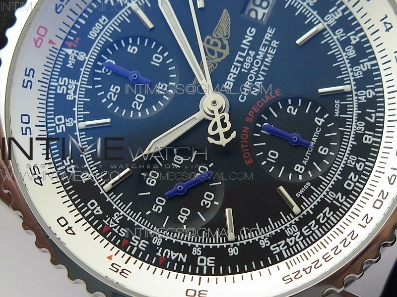 Navitimer 1 41mm SS B50 Black Dial on Black Leather Strap A7750