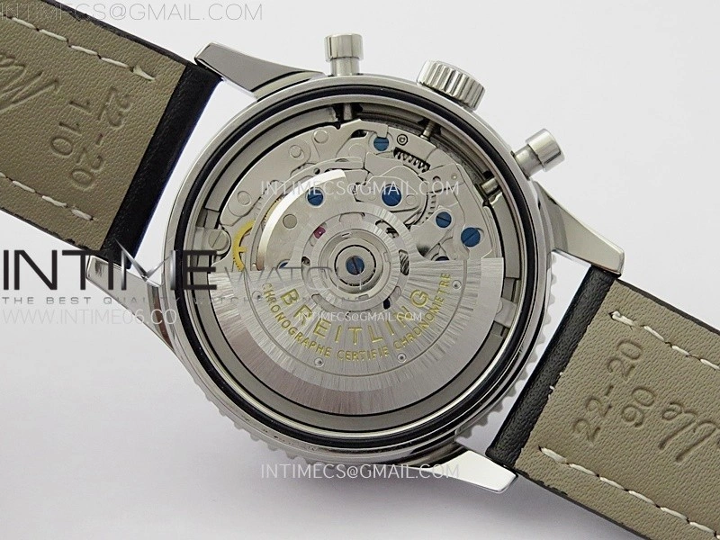 Navitimer 1 41mm SS B50 Black Dial on Black Leather Strap A7750