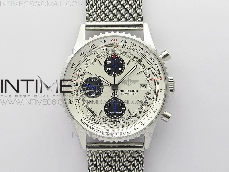 Navitimer 1 41mm SS B50 White Dial Black Subdial on SS Bracelet A7750