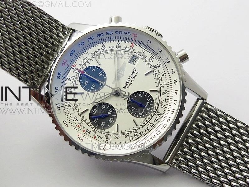 Navitimer 1 41mm SS B50 White Dial Black Subdial on SS Bracelet A7750