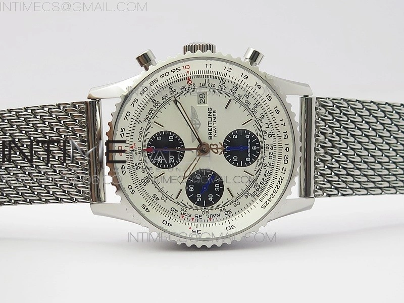Navitimer 1 41mm SS B50 White Dial Black Subdial on SS Bracelet A7750