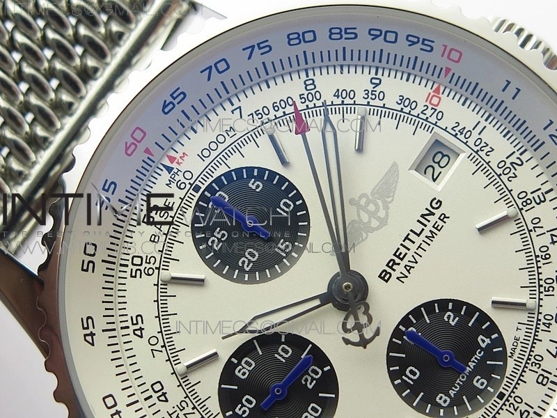 Navitimer 1 41mm SS B50 White Dial Black Subdial on SS Bracelet A7750