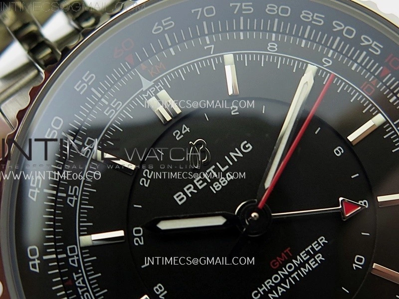 Navitimer 41mm GMT SS BLSF 1:1 Best Edition Black Dial on SS Bracelet A2836