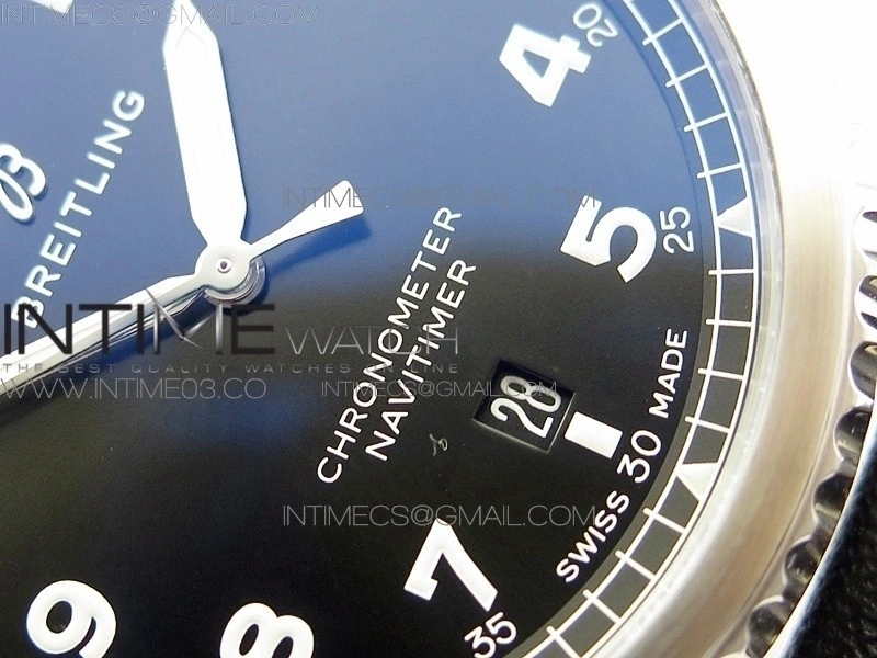 Navitimer 8 A17314 SS ZF 1:1 Best Edition Black dial On black leather strap A2824