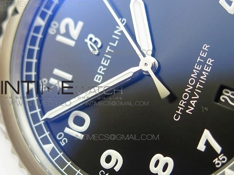Navitimer 8 A17314 SS ZF 1:1 Best Edition Black dial On black leather strap A2824