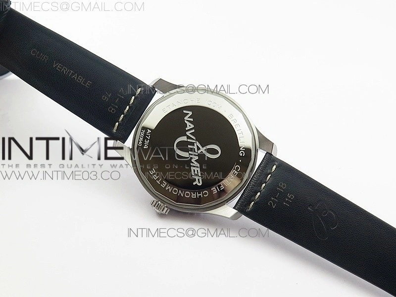 Navitimer 8 A17314 SS ZF 1:1 Best Edition Black dial On black leather strap A2824