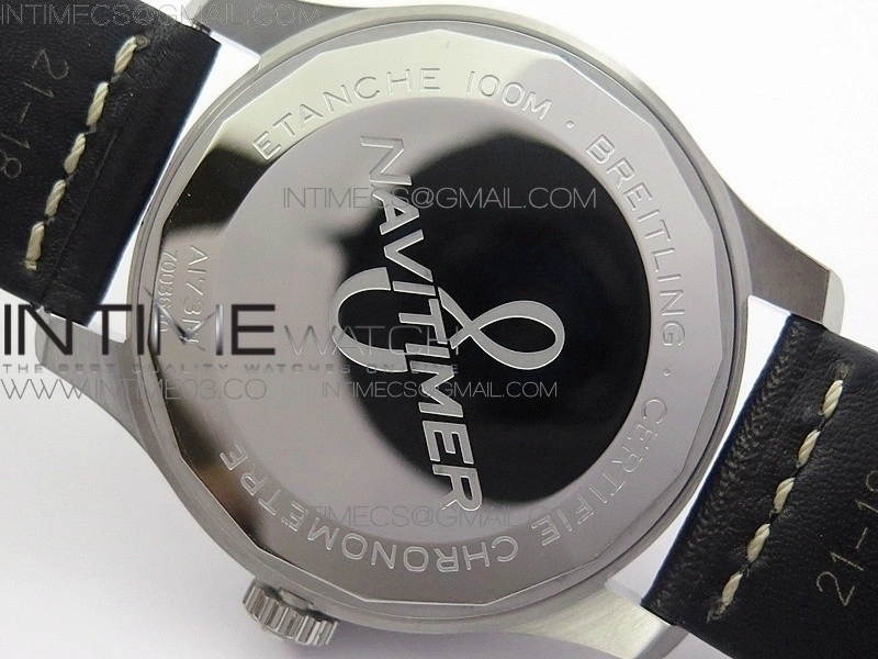 Navitimer 8 A17314 SS ZF 1:1 Best Edition Black dial On black leather strap A2824
