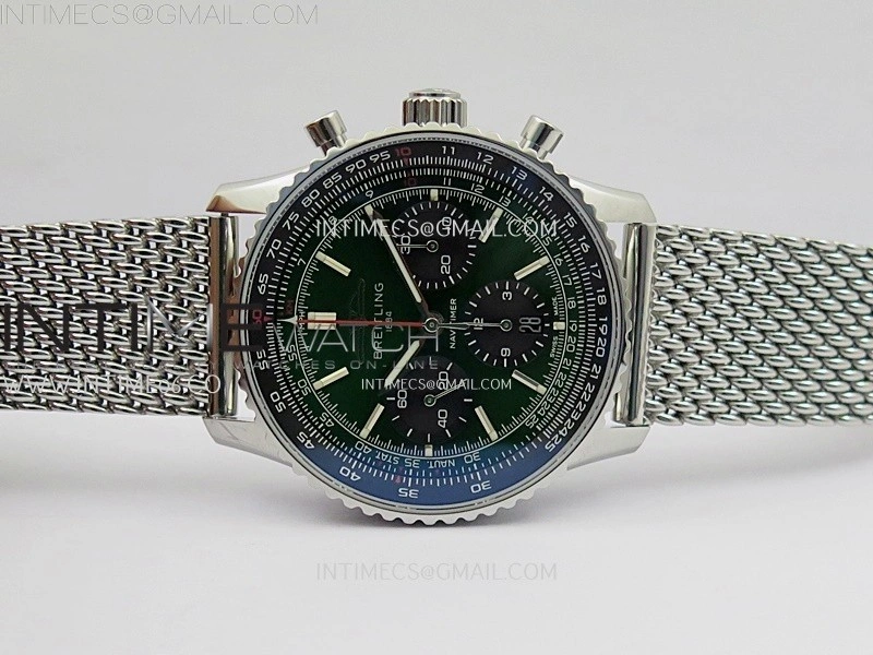Navitimer B01 43mm SS B50 Best Edition Green Dial On SS Bracelet A7750