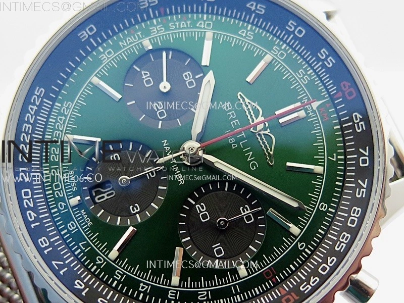 Navitimer B01 43mm SS B50 Best Edition Green Dial On SS Bracelet A7750