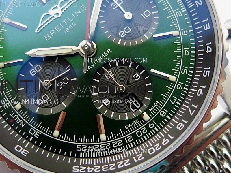 Navitimer B01 43mm SS B50 Best Edition Green Dial On SS Bracelet A7750