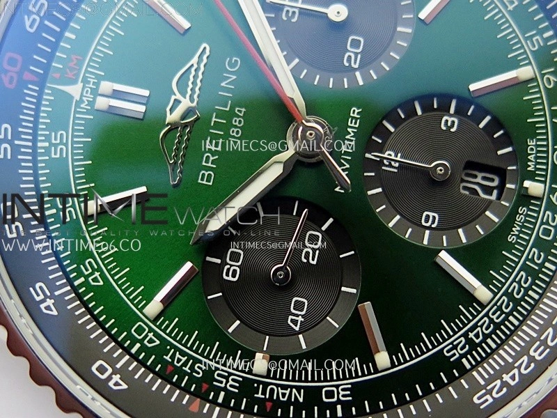 Navitimer B01 43mm SS B50 Best Edition Green Dial On SS Bracelet A7750