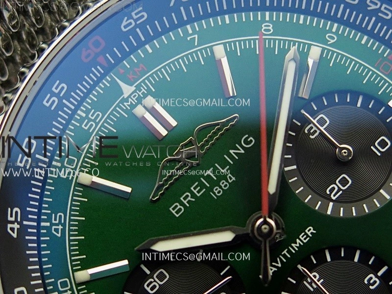 Navitimer B01 43mm SS B50 Best Edition Green Dial On SS Bracelet A7750