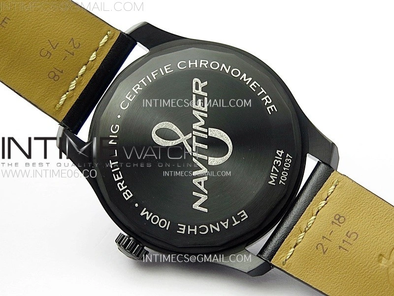 Navitimer8 A17314 DLC TF 1:1 Best Edition Black dial On black leather strap A2824