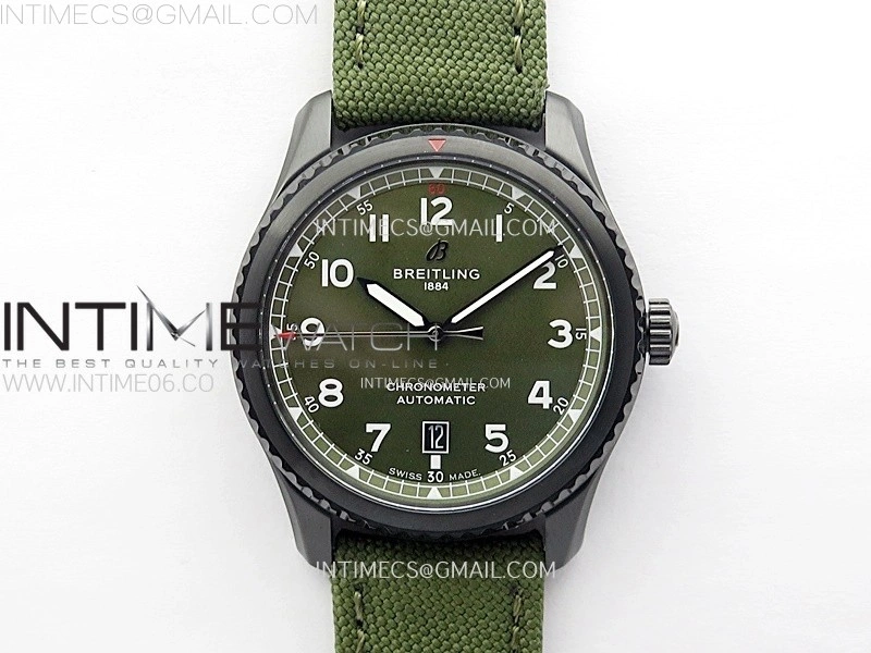 Navitimer8 A17314 DLC TF 1:1 Best Edition Green dial On Green Leather Strap A2824