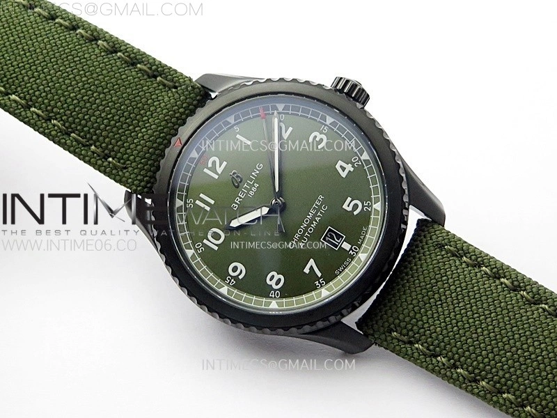 Navitimer8 A17314 DLC TF 1:1 Best Edition Green dial On Green Leather Strap A2824