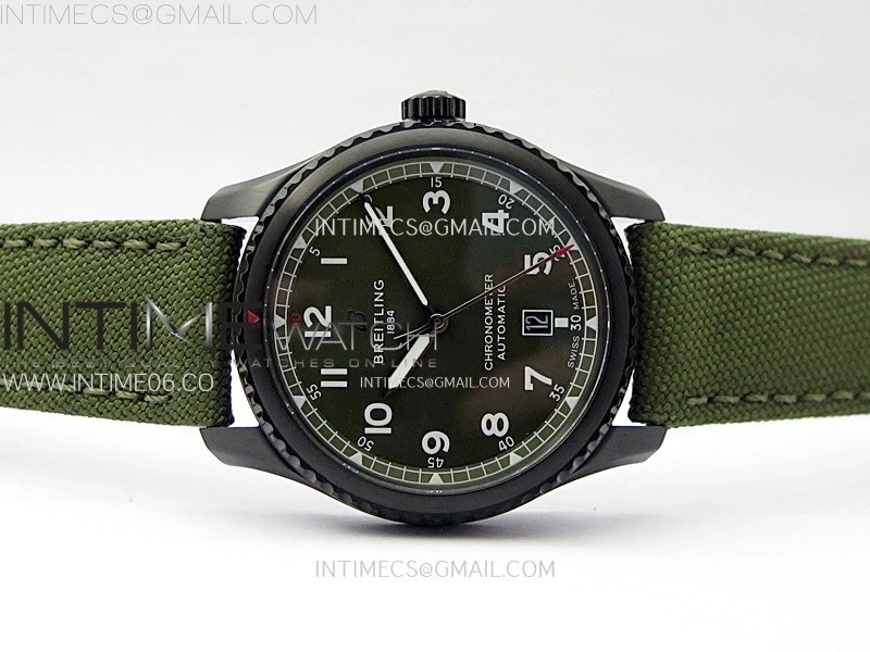 Navitimer8 A17314 DLC TF 1:1 Best Edition Green dial On Green Leather Strap A2824