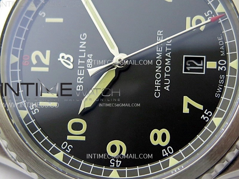 Navitimer8 A17314 SS TF 1:1 Best Edition Black dial On Black Leather Strap A2824