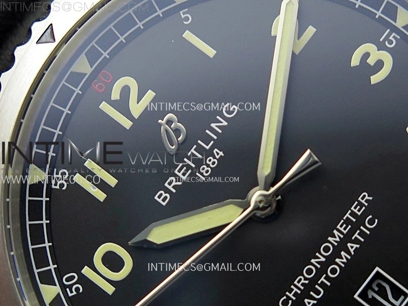 Navitimer8 A17314 SS TF 1:1 Best Edition Black dial On Black Leather Strap A2824