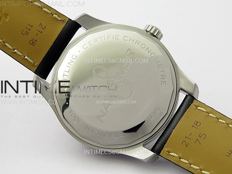Navitimer8 A17314 SS TF 1:1 Best Edition Black dial On Black Leather Strap A2824