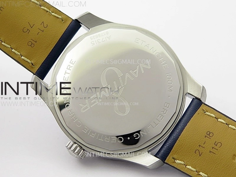 Navitimer8 A17314 SS TF 1:1 Best Edition Blue dial On Blue Leather Strap A2824