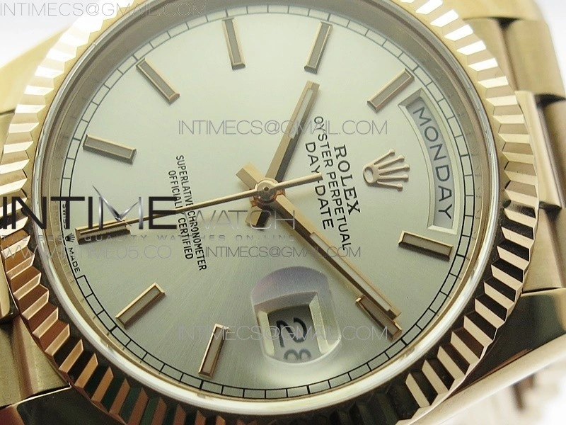 Day-Date 40mm 228239 BP New Dial Version 904 RG Silver Stick Markers Dial on RG President Bracelet A2836