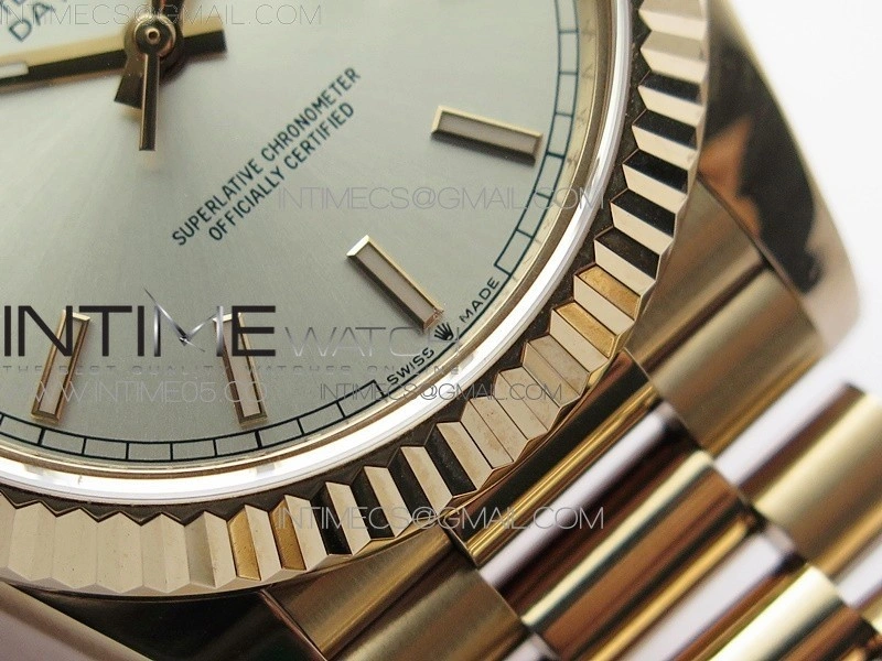 Day-Date 40mm 228239 BP New Dial Version 904 RG Silver Stick Markers Dial on RG President Bracelet A2836