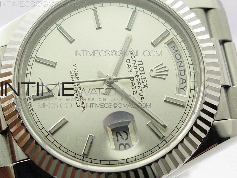 Day-Date 40mm 228239 BP New Dial Version 904 SS Silver Stick Markers Dial on SS President Bracelet A2836