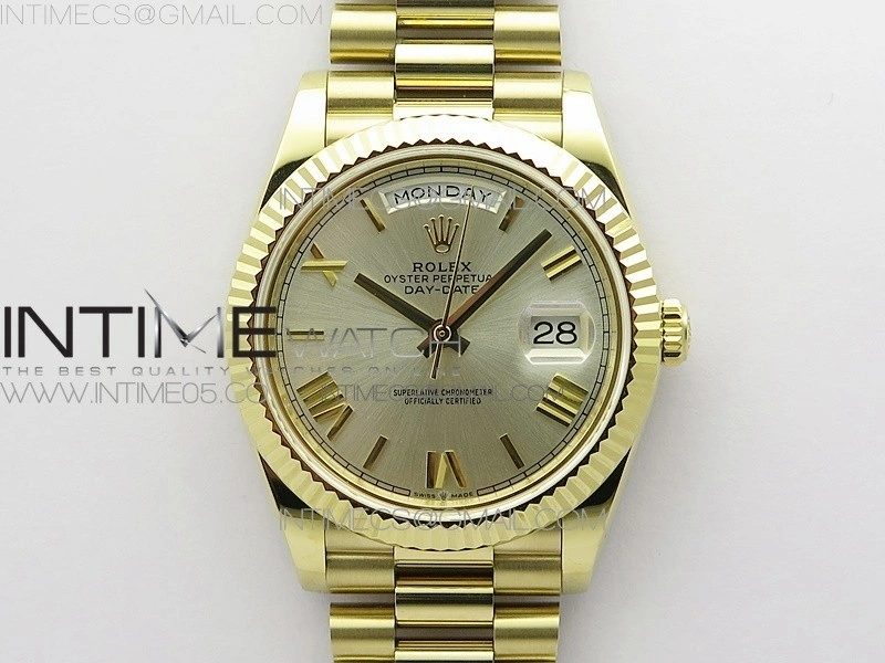 Day-Date 40mm 228239 BP New Dial Version 904 YG Silver Roman Markers Dial on SS President Bracelet A2836
