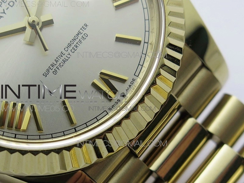 Day-Date 40mm 228239 BP New Dial Version 904 YG Silver Roman Markers Dial on SS President Bracelet A2836
