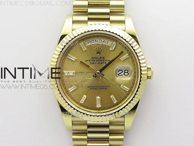 Day-Date 40mm 228239 BP New Dial Version 904 YG T Crystal Markers YG Dial on YG President Bracelet A2836