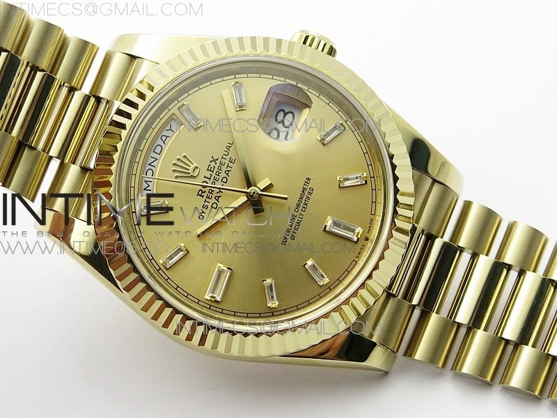 Day-Date 40mm 228239 BP New Dial Version 904 YG T Crystal Markers YG Dial on YG President Bracelet A2836