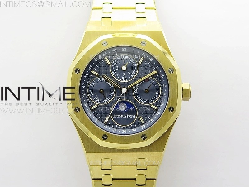 Royal Oak 41mm Complicated 26574 YG APSF1:1 Best Edition Blue Dial on YG Bracelet A5134