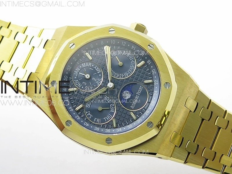 Royal Oak 41mm Complicated 26574 YG APSF1:1 Best Edition Blue Dial on YG Bracelet A5134