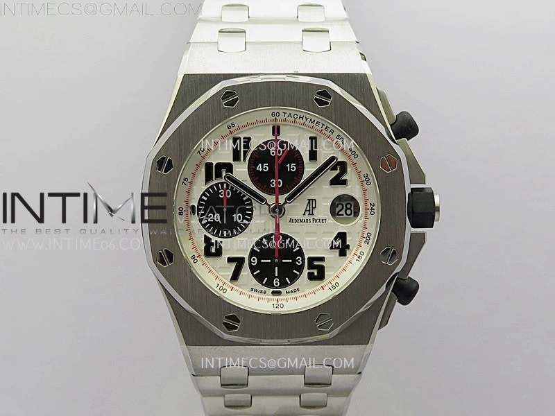 Royal Oak Offshore 42mm Panda SS TKF Best Edition White Black Dial on SS Bracelet A7750