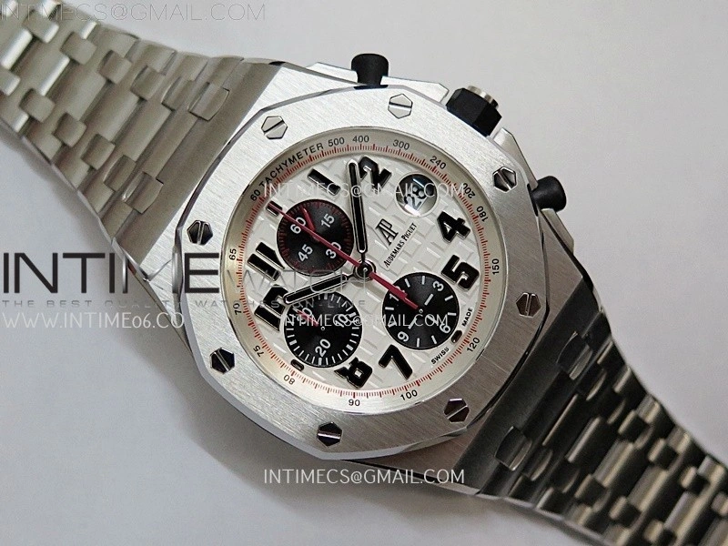 Royal Oak Offshore 42mm Panda SS TKF Best Edition White Black Dial on SS Bracelet A7750