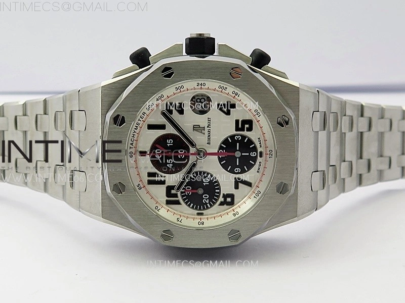 Royal Oak Offshore 42mm Panda SS TKF Best Edition White Black Dial on SS Bracelet A7750