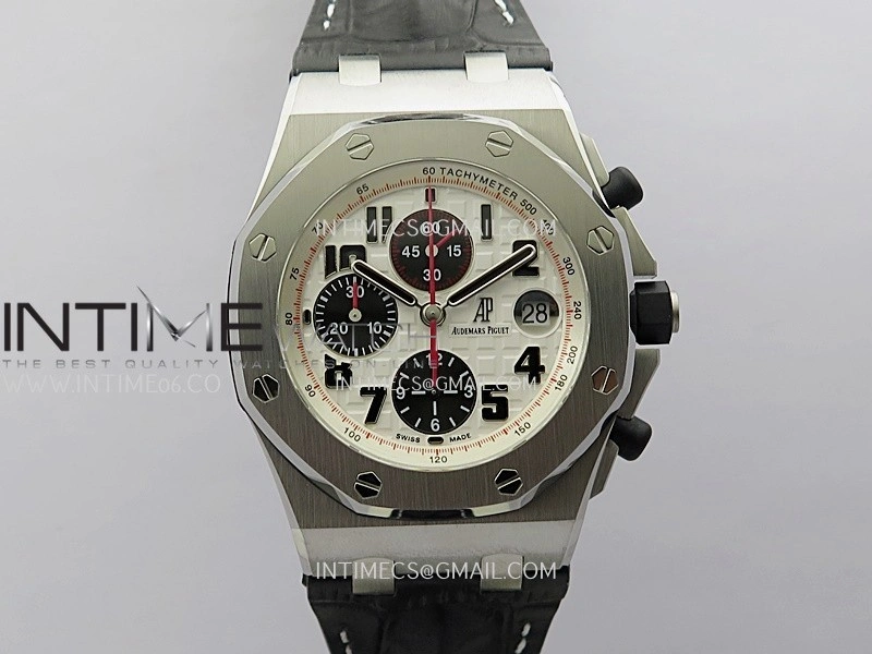 Royal Oak Offshore 42mm Panda TKF Best Edition White Dial on Black Leather Strap A7750