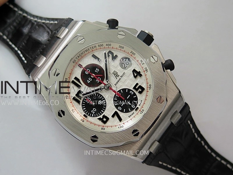Royal Oak Offshore 42mm Panda TKF Best Edition White Dial on Black Leather Strap A7750