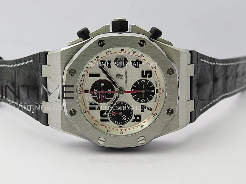 Royal Oak Offshore 42mm Panda TKF Best Edition White Dial on Black Leather Strap A7750