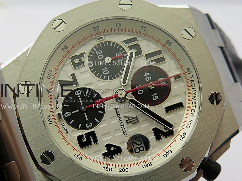 Royal Oak Offshore 42mm Panda TKF Best Edition White Dial on Black Leather Strap A7750