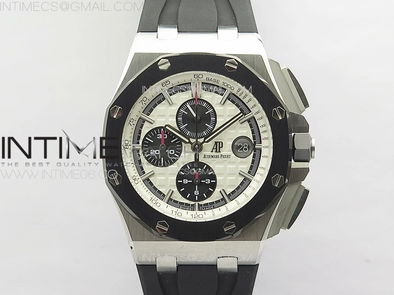 Royal Oak Offshore 44mm SS APSF 1:1 Best Edition White Dial on Black Rubber Strap A3126