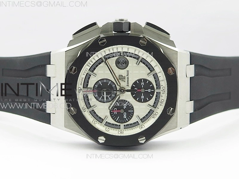 Royal Oak Offshore 44mm SS APSF 1:1 Best Edition White Dial on Black Rubber Strap A3126