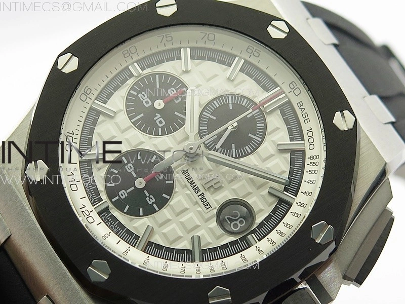 Royal Oak Offshore 44mm SS APSF 1:1 Best Edition White Dial on Black Rubber Strap A3126