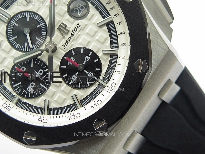 Royal Oak Offshore 44mm SS APSF 1:1 Best Edition White Dial on Black Rubber Strap A3126