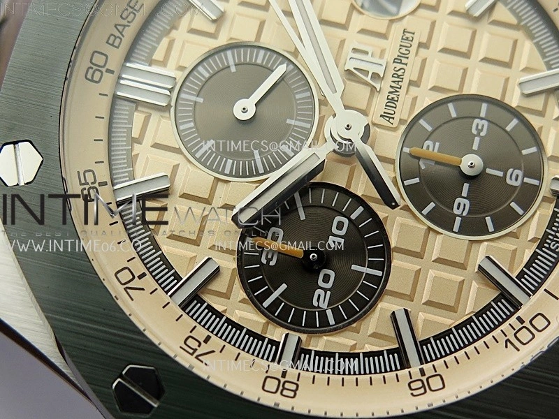 Royal Oak Offshore 44mm SS TKF 1:1 Best Edition Cream Dial on Green Camo Rubber Strap A3126