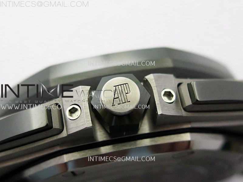 Royal Oak Offshore 44mm SS TKF 1:1 Best Edition Cream Dial on Green Camo Rubber Strap A3126